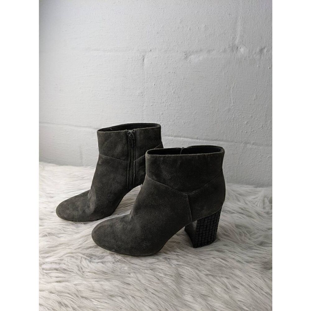 Michael Kors Arabella Block Heel Ankle zip Boots Dark Green Suede SZ 8 M
